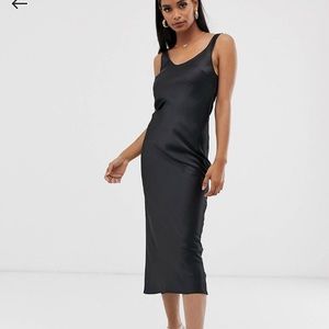 NWOT Asos black midi slip dress size 8